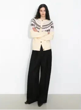 Butter Yellow Wool Fair Isle Wool Knit Cardigan