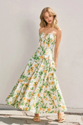 Lemon Ruffle Strapless Midi Dress