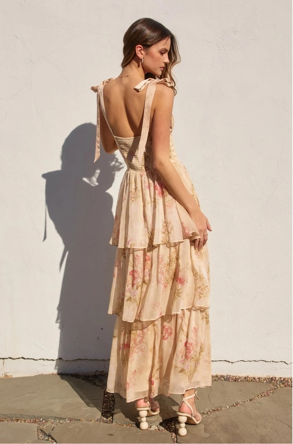 Soft Floral Corset Maxi Dress