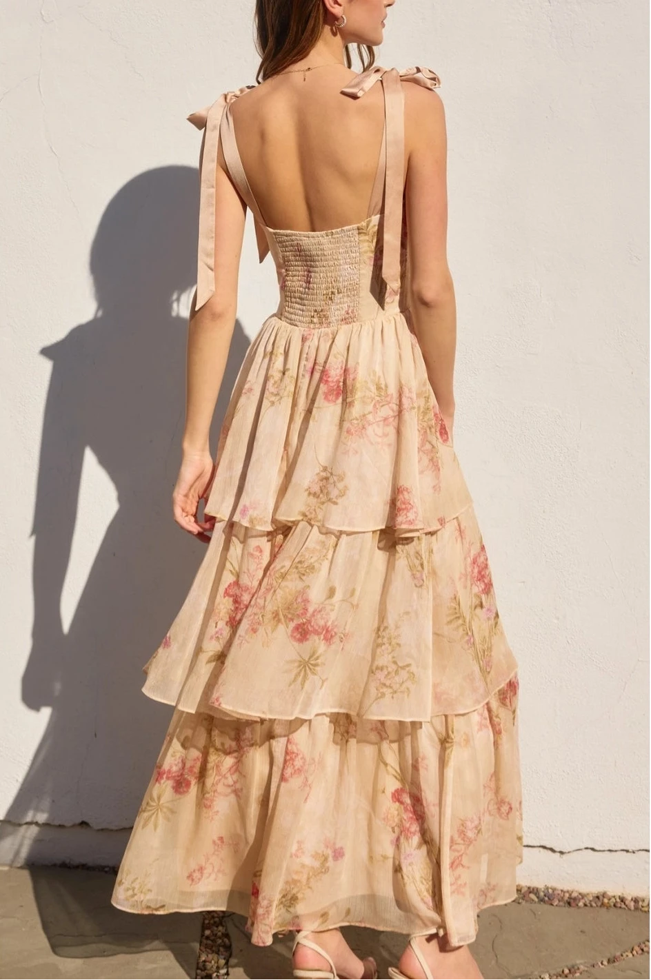 Soft Floral Corset Maxi Dress
