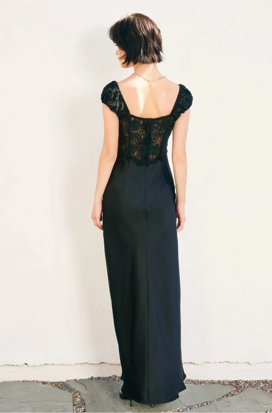 Angela Black Lace Maxi Dress