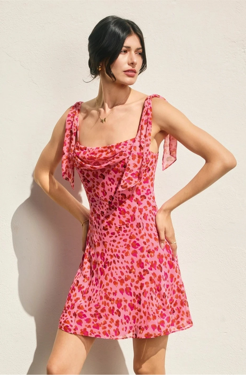 Wild Rose Shoulder Sash Mini Dress