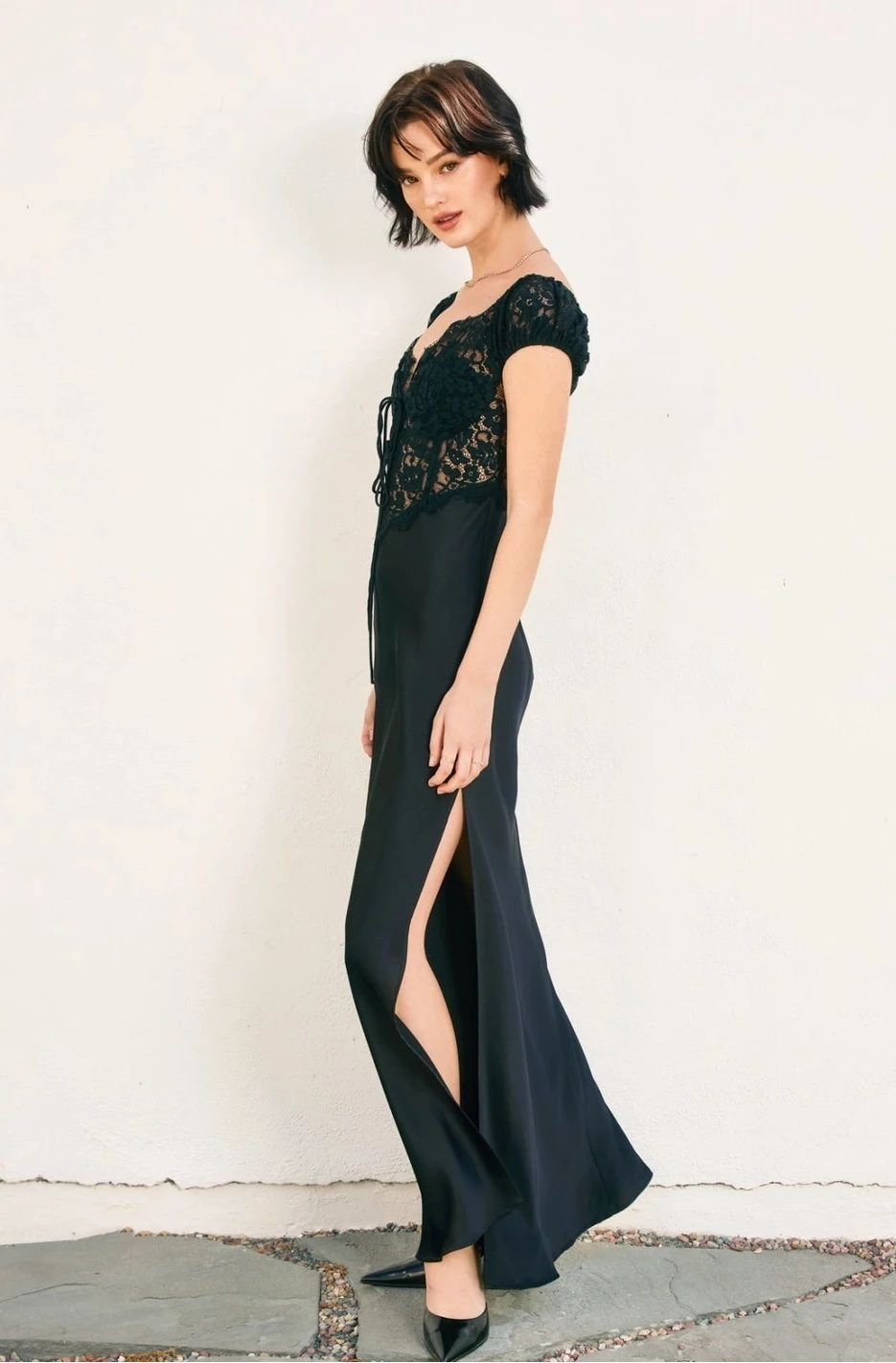 Angela Black Lace Maxi Dress