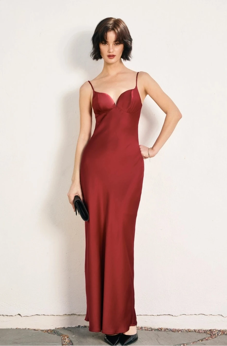 Amber Red Cup Detail Maxi Dress