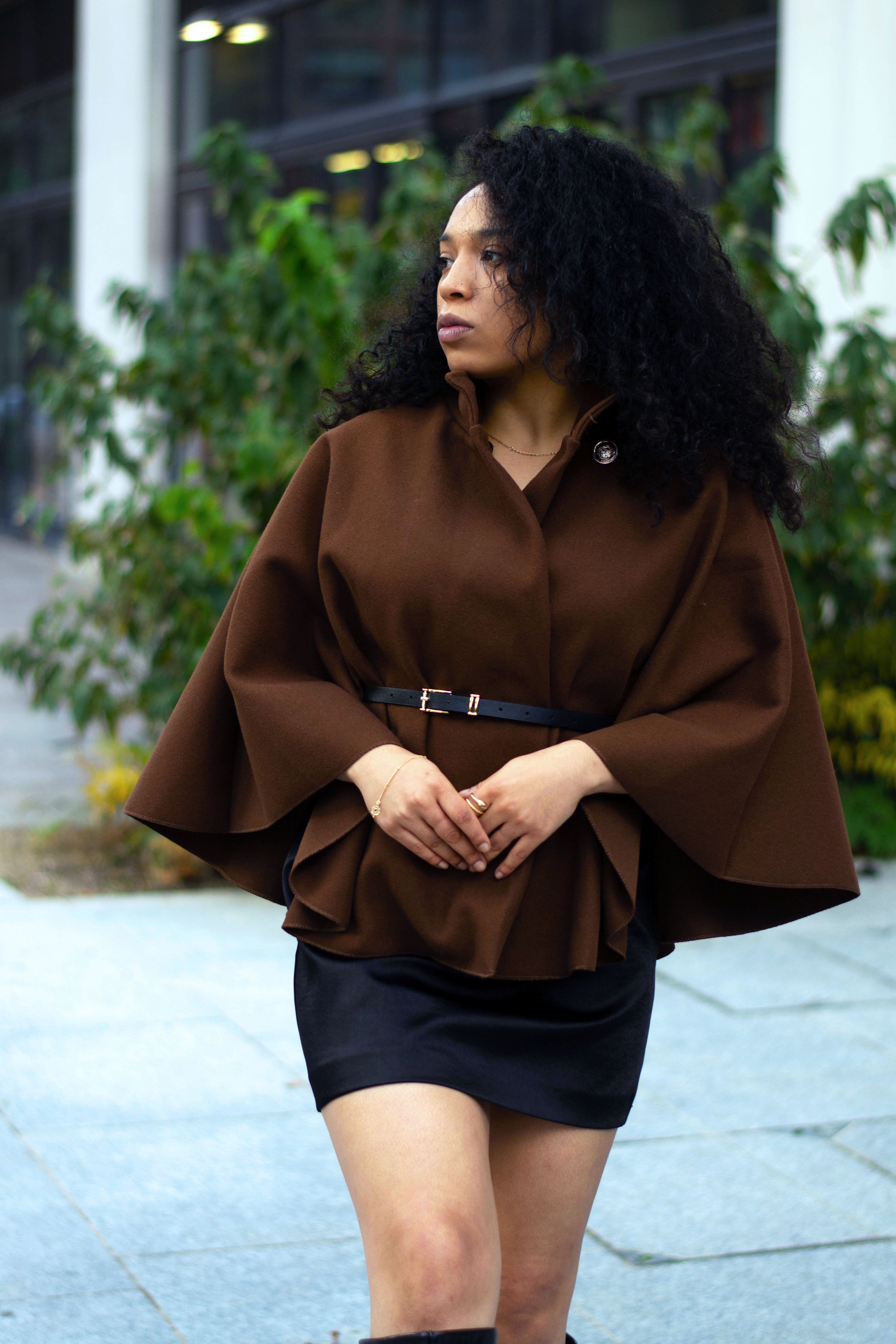 Chocolate Italian Flowing Cape Coat