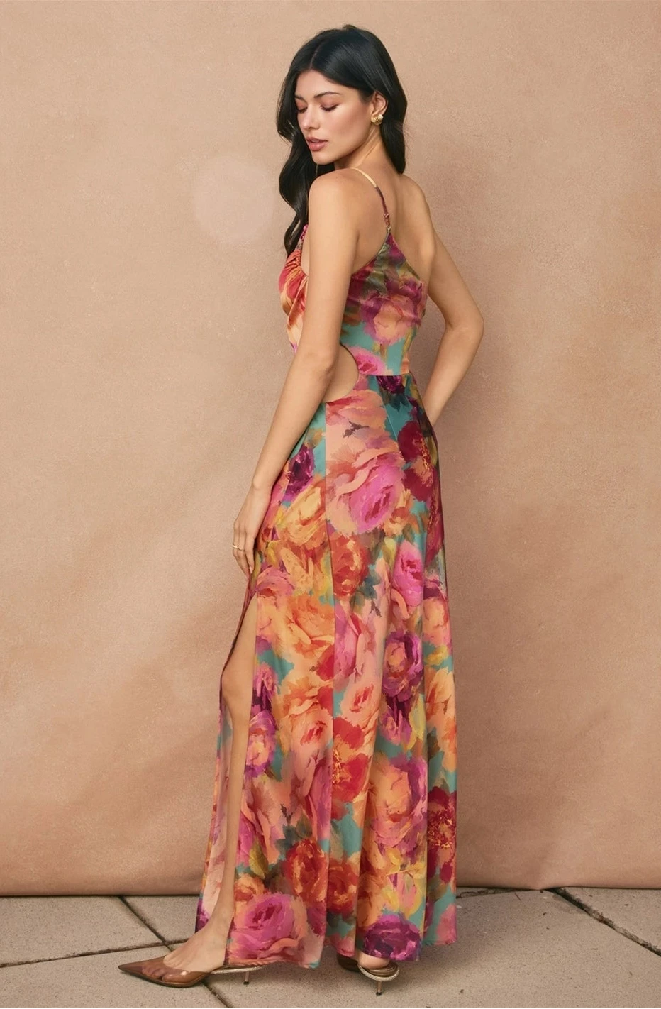 One Shoulder Ruched Maxi Dress