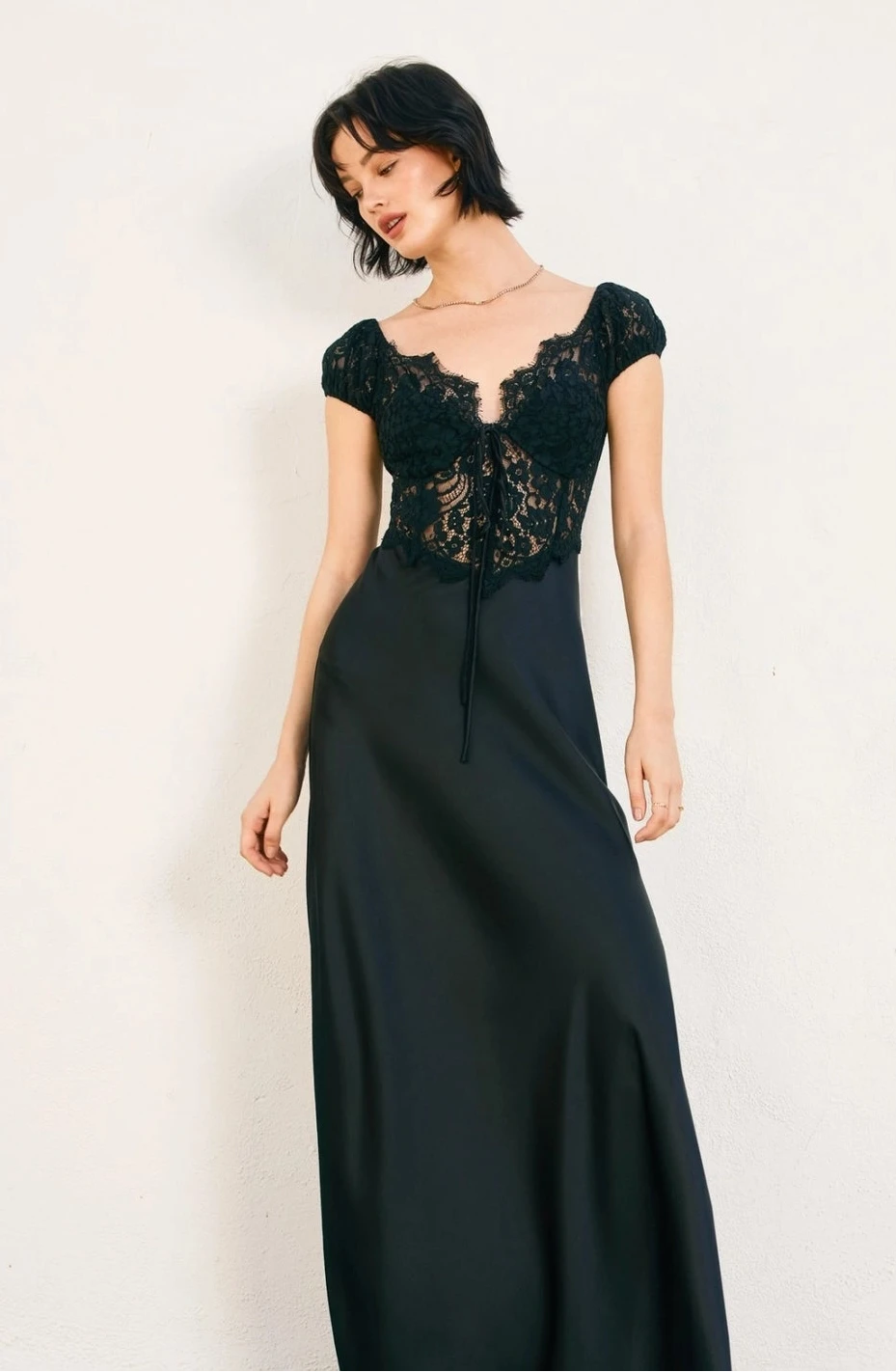 Angela Black Lace Maxi Dress