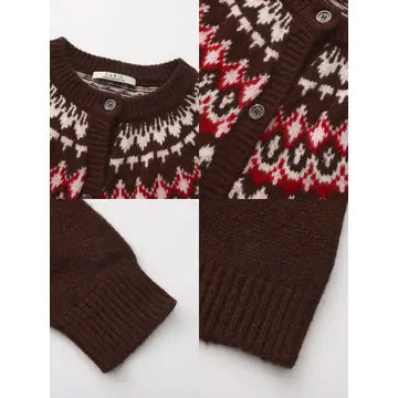 Chocolate Wool Fair Isle Wool Knit Cardigan
