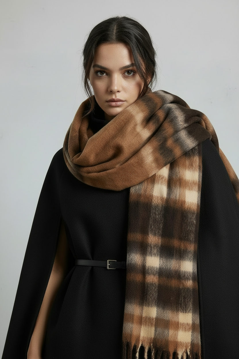 Chocolate Check Scarf