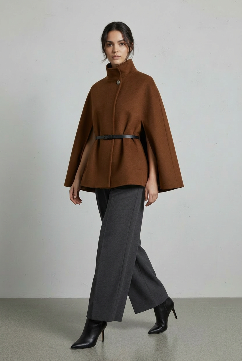 Chocolate Italian Flowing Cape Coat