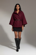 Wine Italian Flowing Cape Coat