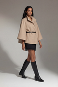 Beige Italian Flowing Cape Coat