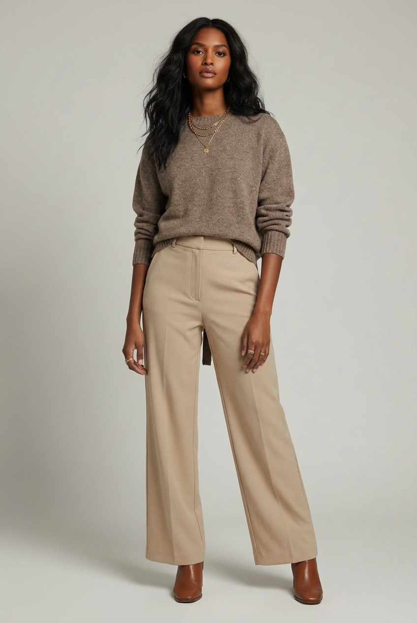 Pull dos nu Mocha Melange en tissu recyclé